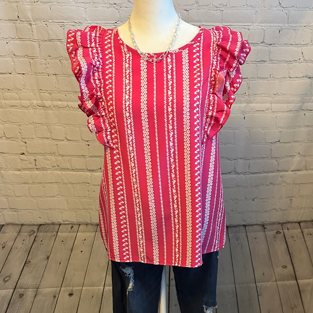 Pink Ruffle Sleeve Top